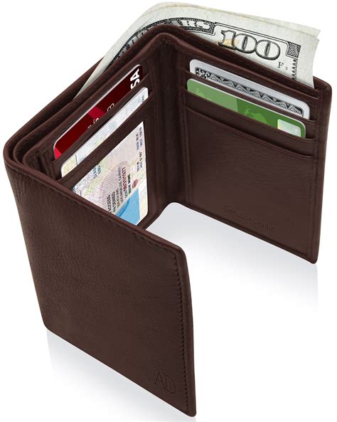 men's black leather rfid protection trifold wallet|real leather trifold wallet.